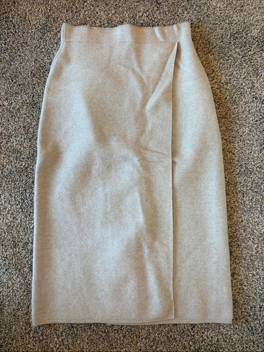 Babaton Light Grey Wool Wrap-Front Pencil Skirt
